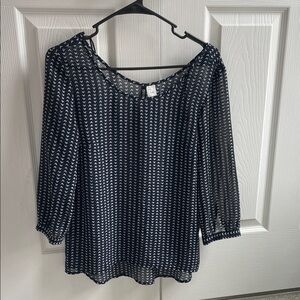Divided Black and White Patterned Blouse